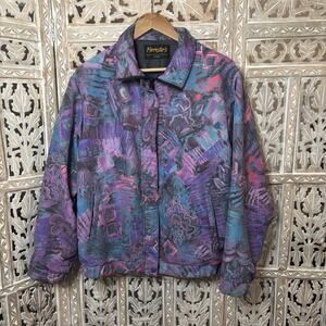 VINTAGE FORRESTERS FULL ZIP GORE TEX WIND JACKET MED COLORFUL ABSTRACT 90's GOLF